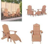 vidaXL Chaises de jardin Adirondack avec tabouret et table HDPE marron - Chaise de jardin - Chaises de jardin - Chaise d'extérieur - Fauteuil de jardin