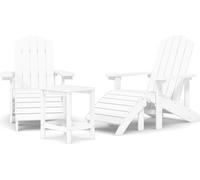 vidaXL Chaises de jardin Adirondack avec tabouret & table HDPE blanc