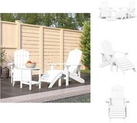 vidaXL Chaises de jardin Adirondack avec tabouret & table HDPE Blanc - Chaises de jardin