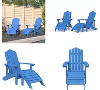 vidaXL Chaises de jardin Adirondack, lot de 2 avec tabourets, en PEHD, couleur aigue-marine - Chaise de jardin - Chaises de jardin - Chaise d'extérieur - Fauteuil de jardin