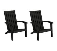 vidaXL Chaises de Jardin Adirondack Lot de 2 Noir polypropylène, Chaise Longue, Chaise d'extérieur, sièges d'extérieur, sièges de Jardin