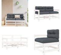 vidaXL Chaises de jardin avec coussin 2 pcs. Blanc Pin massif - Chaise de jardin - Chaises de jardin - Chaise d'extérieur - Chaise de terrasse
