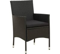 vidaXL Chaises de jardin 2 pcs en résine tressée (poly rotin) avec coussins noirs