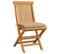 vidaXL Chaises de jardin avec coussin Bois massif teck Beige 6 pièces