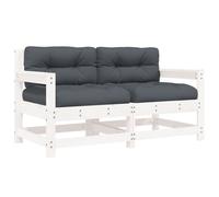 vidaXL Chaises de jardin avec coussins 2 pcs. Blanc Pin massif