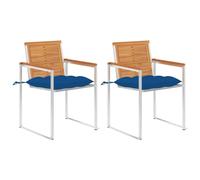vidaXL Chaises de jardin avec coussins 2 pcs. Bois massif acacia et acier