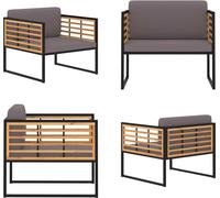 vidaXL Chaises de jardin avec coussins 2 pcs. Bois massif acacia gris foncé - Chaise de jardin - Chaise d'extérieur - Chaises d'extérieur