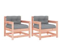 vidaXL Chaises de jardin avec coussins 2 pcs. Bois massif Douglas
