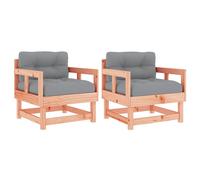 vidaXL Chaises de jardin avec coussins 2 pcs. Bois massif Douglas