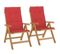 vidaXL Chaises de jardin avec coussins 2 pcs. Bois massif teck