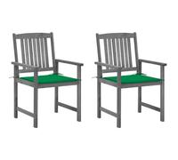 vidaXL Chaises de jardin avec coussins 2 pcs. Gris Bois massif Acacia
