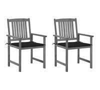vidaXL Chaises de jardin avec coussins 2 pcs. Gris Bois massif Acacia
