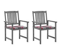 vidaXL Chaises de jardin avec coussins 2 pcs. Gris Bois massif Acacia