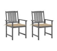 vidaXL Chaises de jardin avec coussins 2 pcs. Gris Bois massif Acacia
