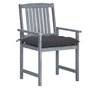 vidaXL Chaises de jardin avec coussins 2 pcs. Gris Bois massif Acacia