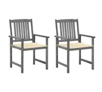 vidaXL Chaises de jardin avec coussins 2 pcs. Gris Bois massif Acacia