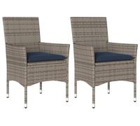 vidaXL Chaises de jardin avec coussins 2 pcs. Gris Poly Rattan