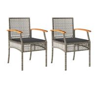 vidaXL Chaises de jardin avec coussins 2 pcs. Gris Poly Rotin Acacia
