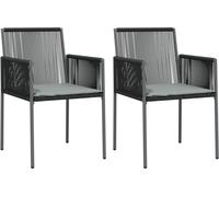 vidaXL Chaises de jardin avec coussins Lot de 2 Noir 54x60,5x83,5 cm