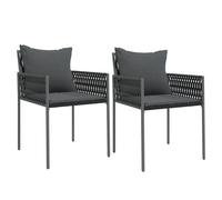 vidaXL Chaises de jardin avec coussins 2 pcs. noir 54x61x83 cm Poly rotin