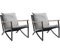 vidaXL Chaises de jardin avec coussins 2 pcs. noir acier
