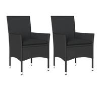 vidaXL Chaises de jardin avec coussins 2 pcs. noir poly rotin