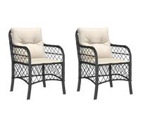 vidaXL Chaises de jardin 2 pcs. avec coussins - noir poly rotin, housse amovible