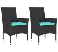 vidaXL Chaises de jardin avec coussins 2 pcs. noir poly rotin