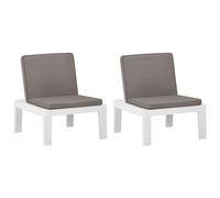 vidaXL Chaises de jardin avec coussins 2 pcs. Plastique blanc