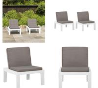 vidaXL Chaises de jardin avec coussins 2 pcs. Plastique Blanc - Chaise de jardin - Chaise - Chaises