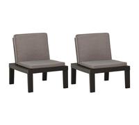 vidaXL Chaises de jardin avec coussins 2 pcs. Plastique gris