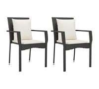 vidaXL Chaises de jardin avec coussins 2 pcs. Poly rotin noir