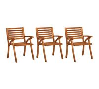vidaXL Chaises de jardin - Acacia massif - Lot de 3 avec coussins
