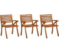vidaXL Chaises de jardin avec coussins 3 pcs. Bois massif acacia