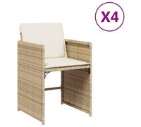 vidaXL Chaises de jardin avec coussins 4 pcs. Poly Rattan Beige