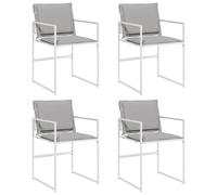 vidaXL Chaises de jardin avec coussins 4 pcs. Blanc Acier et Textilène