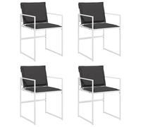 vidaXL Chaises de jardin avec coussins 4 pcs. Blanc Acier et Textilène