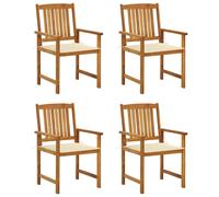 vidaXL Chaises de jardin avec coussins 4 pcs. Bois massif acacia