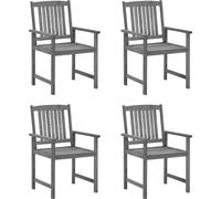 vidaXL Chaises de jardin avec coussins 4 pcs. Gris Bois massif Acacia