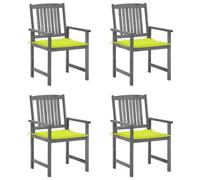 vidaXL Chaises de jardin avec coussins 4 pcs. Gris Bois massif Acacia