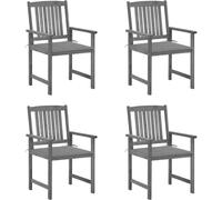 vidaXL Chaises de jardin avec coussins 4 pcs. Gris Bois massif Acacia