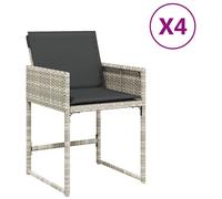 vidaXL Chaises de jardin avec coussins 4 pcs. Gris clair Poly rotin