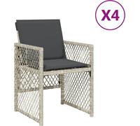 vidaXL Chaises de jardin avec coussins – Poly rotin gris clair – Lot de 4