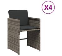 vidaXL Chaises de jardin avec coussins 4 pcs. Gris Poly Rattan