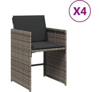 vidaXL Chaises de jardin avec coussins 4 pcs. Gris Poly Rattan