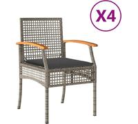vidaXL Chaises de jardin lot de 4 avec coussins – poly rotin gris acacia
