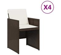 vidaXL Chaises de jardin avec coussins 4 pcs. Marron Poly Rattan