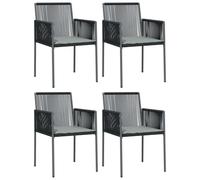 vidaXL Chaises de jardin avec coussins 4 pcs. noir 54x60,5x83,5 cm
