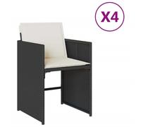 vidaXL Chaises de jardin Lot de 4 avec coussins – Poly rotin noir