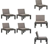 vidaXL Chaises de jardin avec coussins 4 pcs. Plastique Anthracite - Chaises de jardin